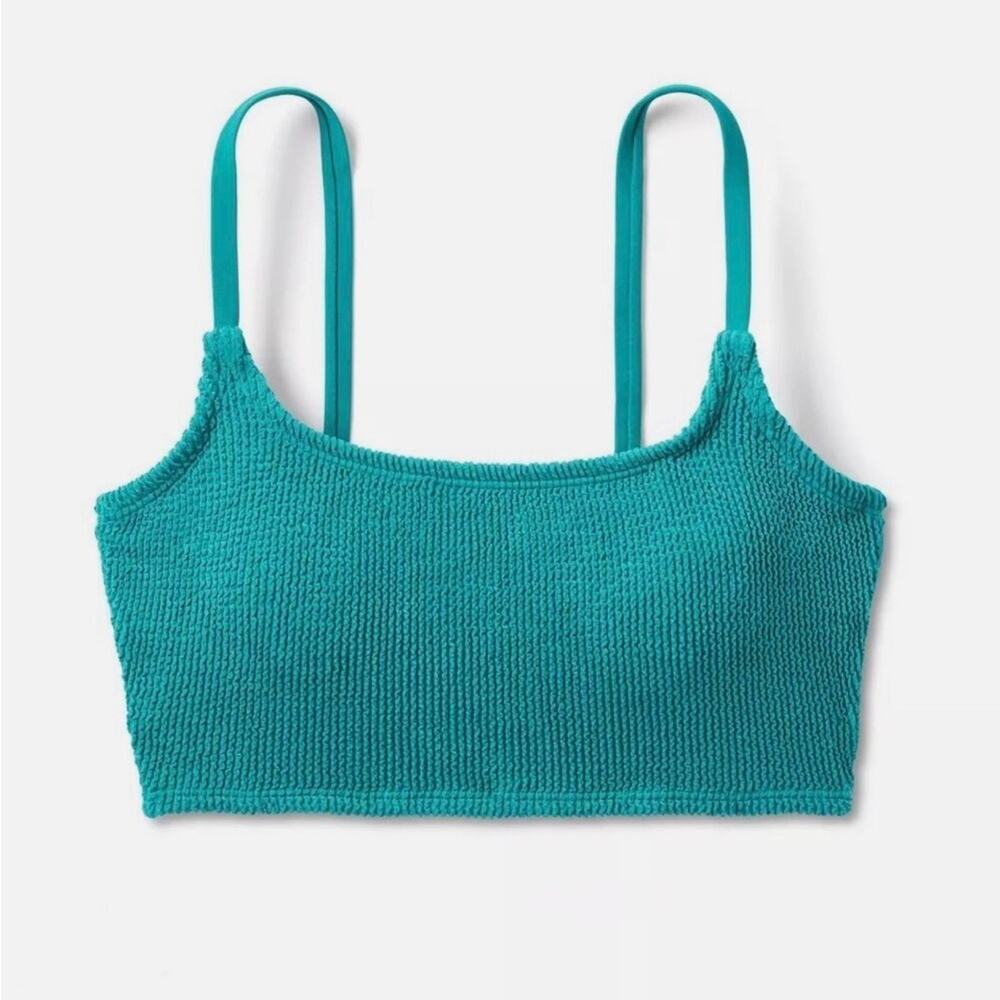 Kona Sol Women's Pucker Texture Square Neck Bikini Top turquoise XL